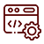a red line icon with a gear